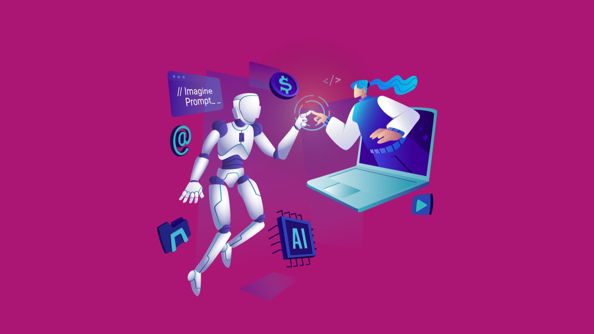 ai robot digital marketing connection