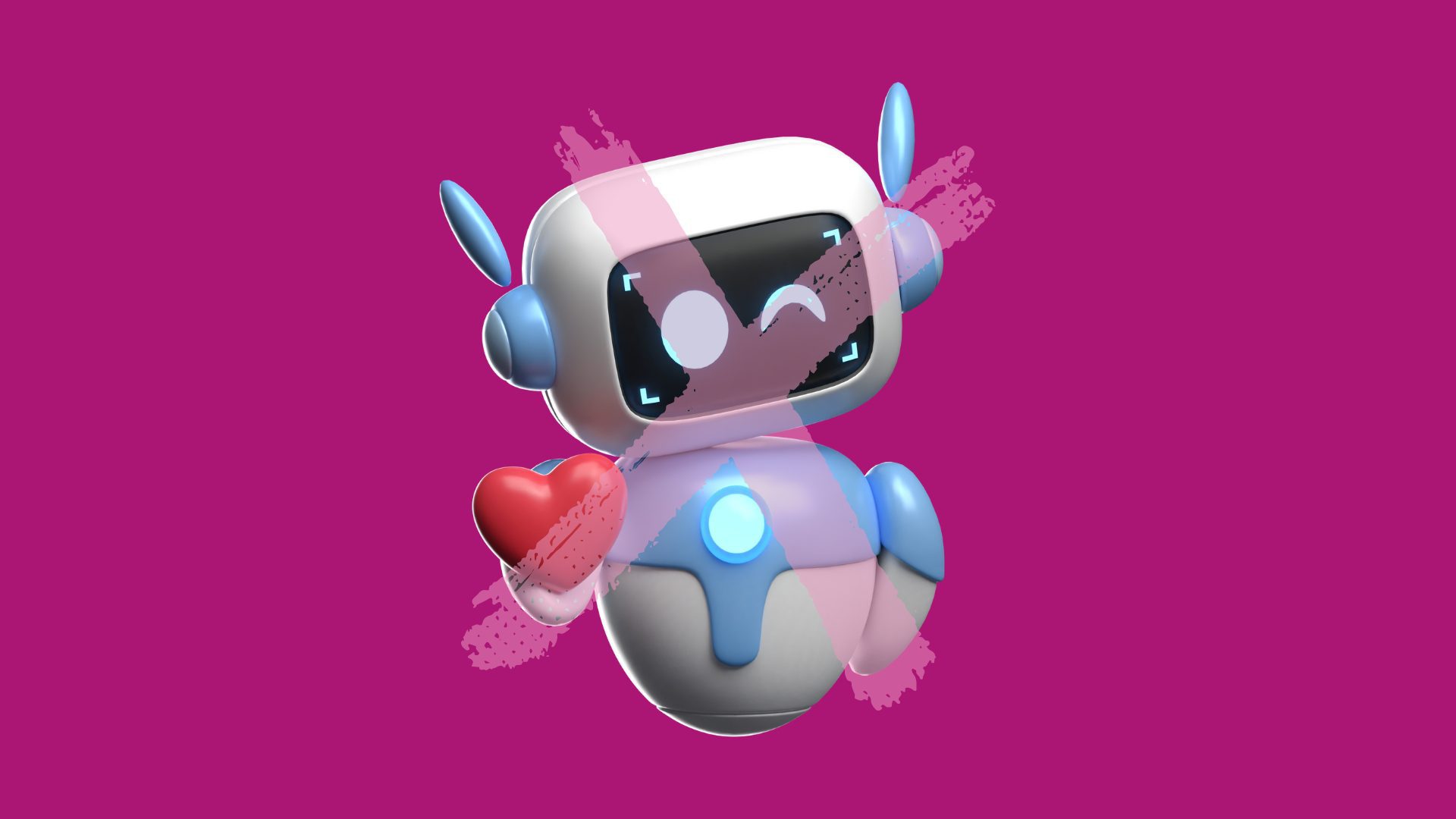 robot holding heart crossed out