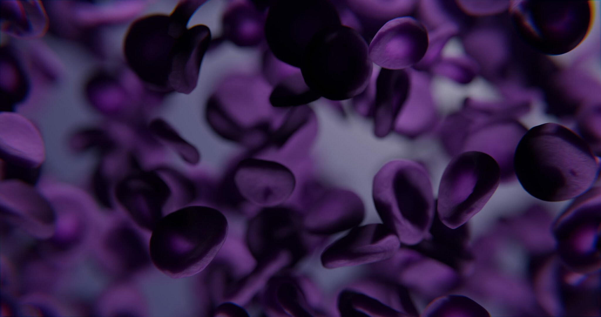 Purple blood cells under microscope abstract background 3d-rendering