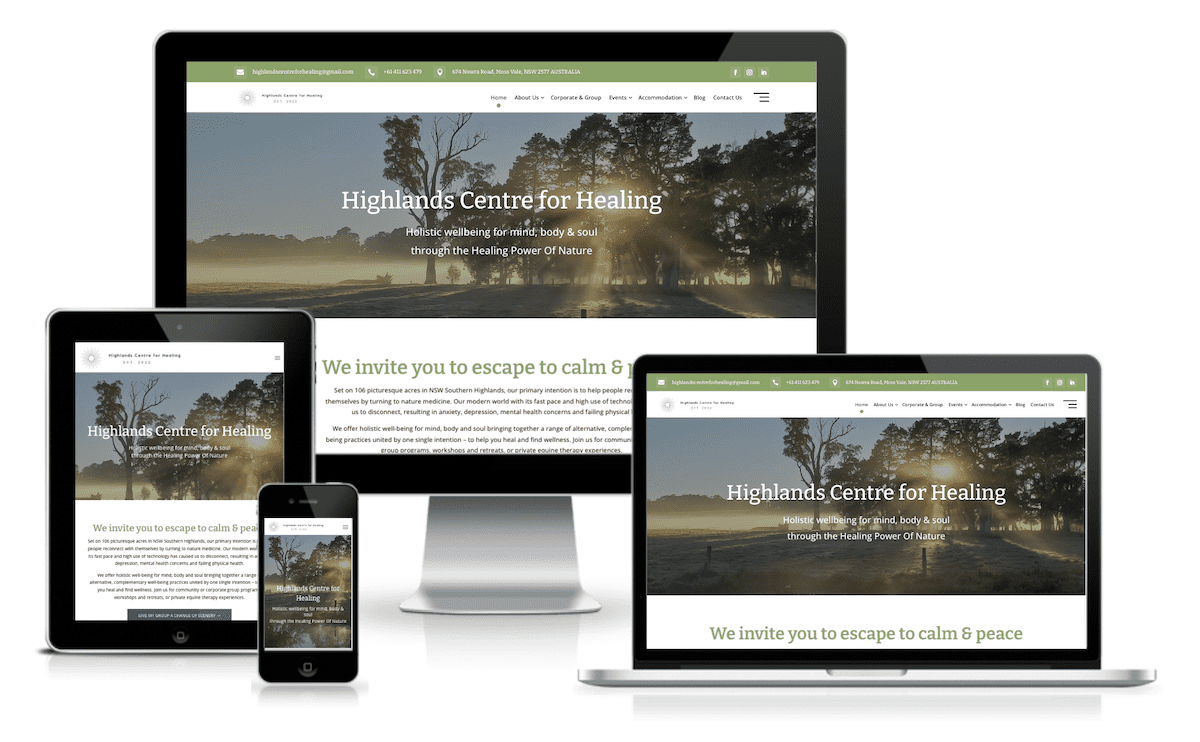 Highlands Centre for Healing website design by Manifest